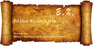 Belba Krisztina névjegykártya